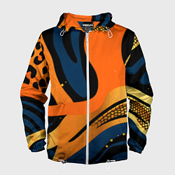 Мужская ветровка Леопардовый с синим и оранжевым