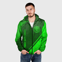 Ветровка с капюшоном мужская Three Days Grace - green gradient вертикально, цвет: 3D-черный — фото 2