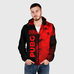 Ветровка с капюшоном мужская PUBG - red gradient по-вертикали, цвет: 3D-черный — фото 2