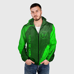 Ветровка с капюшоном мужская Twenty One Pilots - green gradient вертикально, цвет: 3D-черный — фото 2