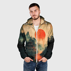 Ветровка с капюшоном мужская Старый Японский монастырь, цвет: 3D-белый — фото 2