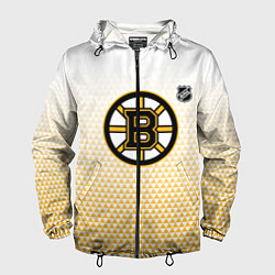 Ветровка с капюшоном мужская Бостон Брюинз - светлый градиент, цвет: 3D-черный