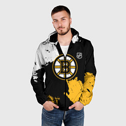 Ветровка с капюшоном мужская Бостон Брюинз - разлитая краска, цвет: 3D-черный — фото 2