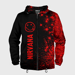 Ветровка с капюшоном мужская Nirvana - red gradient по-вертикали, цвет: 3D-черный