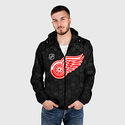 Ветровка с капюшоном мужская Детройт Ред Уингз - черные соты, цвет: 3D-черный — фото 2