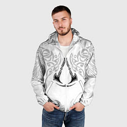 Ветровка с капюшоном мужская Ассасин Крид - узор ворон, цвет: 3D-белый — фото 2