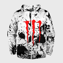 Ветровка с капюшоном мужская Monster energy краски, цвет: 3D-белый