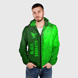 Ветровка с капюшоном мужская Black Sabbath - green gradient по-вертикали, цвет: 3D-черный — фото 2