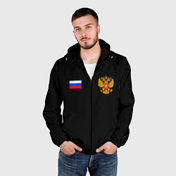 Ветровка с капюшоном мужская Russia sports team, цвет: 3D-черный — фото 2