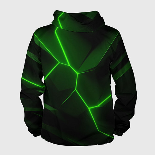 Мужская ветровка Зеленая текстура с неоном / 3D-Черный – фото 2