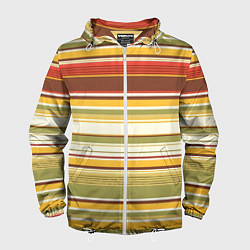 Ветровка с капюшоном мужская Горизонтальные полосы, цвет: 3D-белый