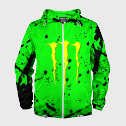Ветровка с капюшоном мужская Monster energy кислотные брызги, цвет: 3D-белый