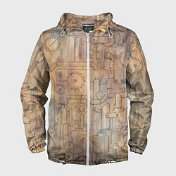 Ветровка с капюшоном мужская Стимпанк элементы, цвет: 3D-белый