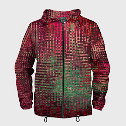 Мужская ветровка Текстурный тёмный красно-зелёный