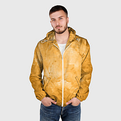 Ветровка с капюшоном мужская Абстракция - bright yellow, цвет: 3D-белый — фото 2