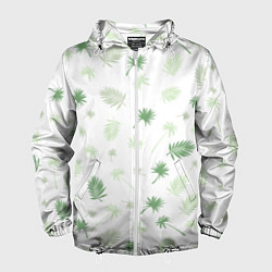 Ветровка с капюшоном мужская Текстура белой гавайской рубашки, цвет: 3D-белый