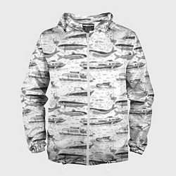 Ветровка с капюшоном мужская Корюшка и водный транспорт, цвет: 3D-белый