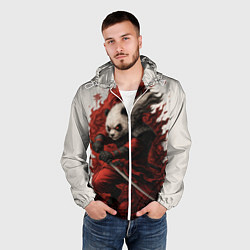 Ветровка с капюшоном мужская Демоническая панда самурай - нейроарт, цвет: 3D-белый — фото 2