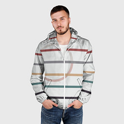 Ветровка с капюшоном мужская Stripes and circle, цвет: 3D-белый — фото 2
