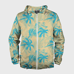 Ветровка с капюшоном мужская Palm light blue beige, цвет: 3D-белый