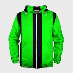 Ветровка с капюшоном мужская Color green black line, цвет: 3D-белый