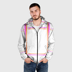 Ветровка с капюшоном мужская Neon white orange pink, цвет: 3D-черный — фото 2
