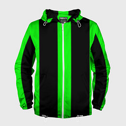 Ветровка с капюшоном мужская Color green black lines, цвет: 3D-белый