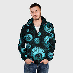 Ветровка с капюшоном мужская Синие глаза, цвет: 3D-черный — фото 2