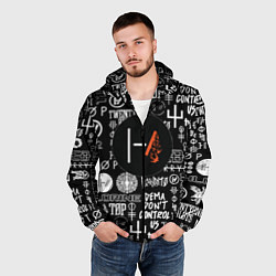 Ветровка с капюшоном мужская Twenty one pilots rock logo, цвет: 3D-черный — фото 2