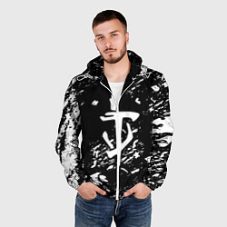 Ветровка с капюшоном мужская Doom белые краски штрихи, цвет: 3D-белый — фото 2