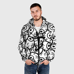 Ветровка с капюшоном мужская Doom глаза монстра, цвет: 3D-черный — фото 2