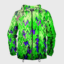 Мужская ветровка Ярко-зелёный стекающая абстаркция