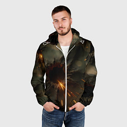 Ветровка с капюшоном мужская Следы от пуль на камуфляже, цвет: 3D-белый — фото 2