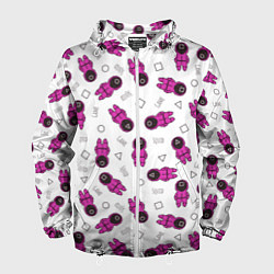 Ветровка с капюшоном мужская Персонажи корейского сериала игра в кальмара, цвет: 3D-белый