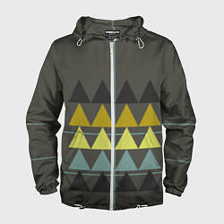 Ветровка с капюшоном мужская Абстрактный лес геометрический, цвет: 3D-белый