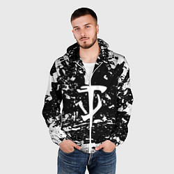 Ветровка с капюшоном мужская Doom краски белые штрихи, цвет: 3D-белый — фото 2