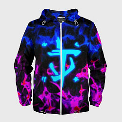 Ветровка с капюшоном мужская Doom неоновый дым, цвет: 3D-белый