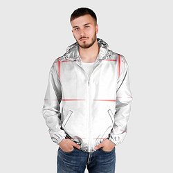 Ветровка с капюшоном мужская Color white red stripes, цвет: 3D-белый — фото 2
