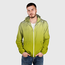 Ветровка с капюшоном мужская Градиент лаймовый, цвет: 3D-белый — фото 2