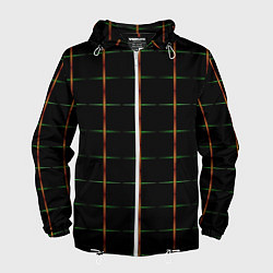 Ветровка с капюшоном мужская Color black orange green crosses, цвет: 3D-белый