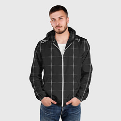 Ветровка с капюшоном мужская Color grey white lines, цвет: 3D-белый — фото 2