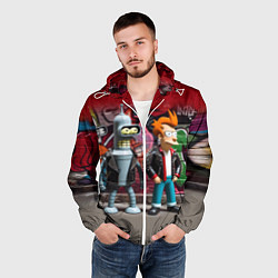 Ветровка с капюшоном мужская Bender bending robot and Fry - ai art graffiti, цвет: 3D-белый — фото 2
