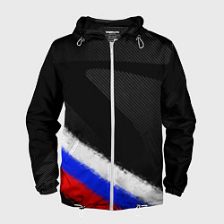 Ветровка с капюшоном мужская Спортивный триколор России, цвет: 3D-белый