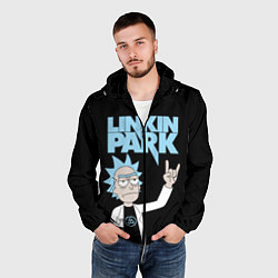 Ветровка с капюшоном мужская Linkin Park и Рик Санчес из Рик и Морти, цвет: 3D-черный — фото 2