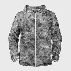 Ветровка с капюшоном мужская Абстракция - dark spots on white, цвет: 3D-белый