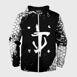 Ветровка с капюшоном мужская Doom соты краски, цвет: 3D-белый
