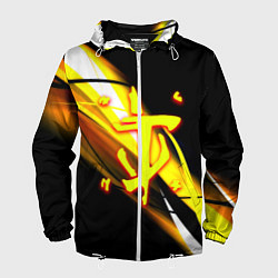 Ветровка с капюшоном мужская Doom геометрия из полос, цвет: 3D-белый