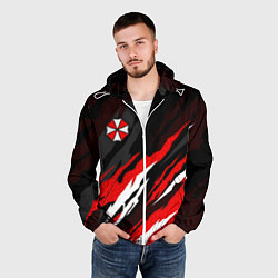 Ветровка с капюшоном мужская Umbrella - красное пламя, цвет: 3D-белый — фото 2