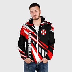 Ветровка с капюшоном мужская Красный спортивный - Umbrella, цвет: 3D-белый — фото 2