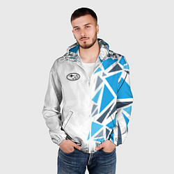 Ветровка с капюшоном мужская Субару - фрагменты, цвет: 3D-белый — фото 2